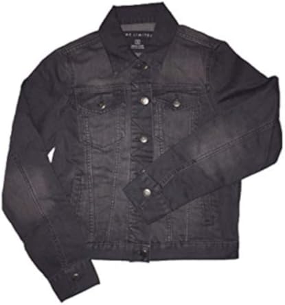 black stretch denim jacket womens