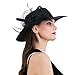 Dantiya Womens Organza Wide Brim Floral Feather Ribbon Kentucky Derby Church Dress Sun Hat, Black Free