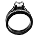 FlameReflection Wedding Band Anniversary Engagement Ring Bridal Set for Women Stainless Steel Princess Cubic Zirconia Color Black White or Gold Plated (Optional Round CZ Stud Earrings)