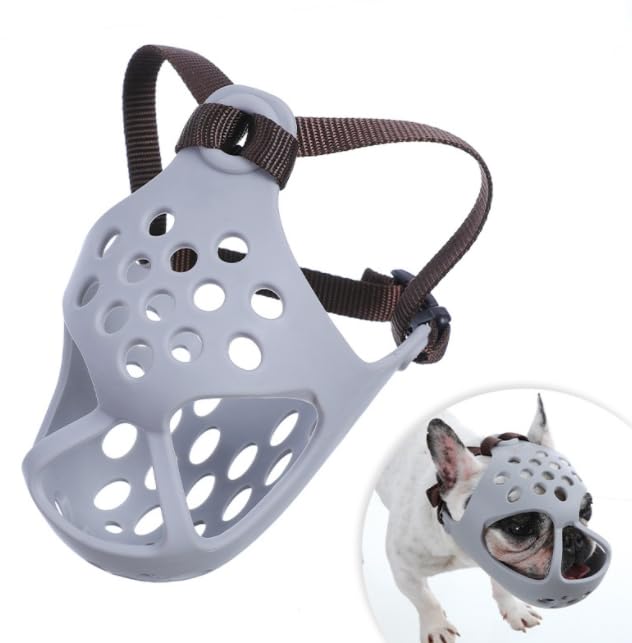 Short Snout Soft French Bull Dog Muzzle - Basket Muzzle for Small to Large Dogs - Adjustable, Breathable - Prevents Chewing & Barking