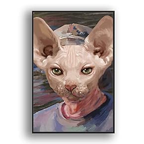 Framed Canvas Wall Art for Living Room, Bedroom Funny Cats Abstract Oil Painting Features Canvas Prints for Home Decoration Ready to Hanging - 16x24 inches