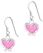 Hypoallergenic Sterling Silver Pink Crossover Heart Dangle Earrings for Kids (Nickel Free)