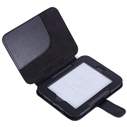 ThosdtÂ® Ultra Slim Thin PU Leather Cover Sleeve Case for Barnes & Noble Nook 2 / 3 Case for Nook Simple Touch Nook Glowlight (BLACK)