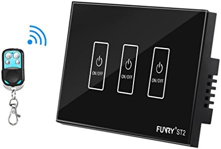 Smart Touch Screen Wall Switch Socket,No Hub Required Glass Panel,Home Light Wireless Switch Remote Control Plug (Plug 3, Black)