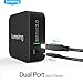 Lumsing 48W dual port Quick Charge 3.0 and USB Type-C Wall Charger with Foldable plug for Apple Macbook(Not Compatible with Macbook Pro and Macbook Air), Iphone 8/8P/X, Nexus 6P/5X, Galaxy S8, HTC 10