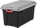 IRIS USA 87 Quart WEATHERTIGHT Store-It-All Tote, Black/Gray