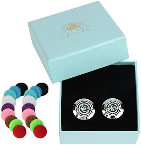 Living Beatitudes Aromatherapy Essential Oil Diffuser Cufflinks with Colored Hypo-Allergenic Pads. Wear All Day Your Favorite Oil Scent.