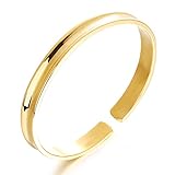 Stainless Steel 18K Gold Tone C Style Smooth Groove Open Bracelet Bangle Cuff for Women L6.49