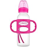 Dr. Brown's Sippy Spout Baby Bottle with 100% Silicone Handle, Pink
