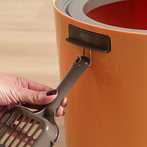 IRIS USA Medium Stylish Round Top Entry Cat Litter Box with Scoop