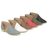 Brinley Co Womens Queeny Faux Leather Almond Toe D'Orsay Flats