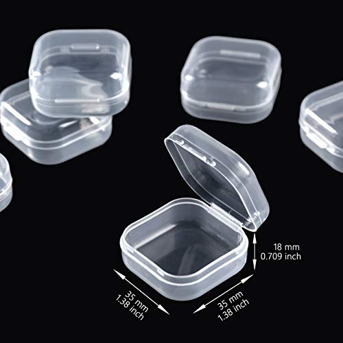 24pcs Small Plastic Beads Storage Containers Clear, Craft Organizers Storage Box, Mini Plastic Boxes for Storage with Hinged Lids of Small Items, Jewelry, Hardware, Office Supplies (1.38x1.38x0.71 In)