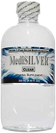 MediSILVER CLEAR Ionic Silver - 250 mL in a Clear Glass Bottle
