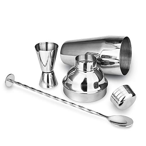 Cocktail Shaker Bar Set with Accessories, Measuring Jigger and Mixing Spoon, Built-in Bartender Strainer, Professional Stainless Steel Bar Tools Bartender Kit 25 Ounce (750 ml) by ENLOY - Thumbnail 3