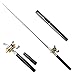 Sportsvoutdoors Telescopic Protable Pocket Fish Pen Carbon Fishing Rod Pole + Reel (Black)