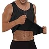 Herren Taillentrainer mit Reißverschluss, für Gewichtsverlust, heißes Schwitzen, Körperformer, Neopren, Saunaanzug, Workout-Tanktop, Herren, Schwarzes Sport-Sweatshirt., Large
