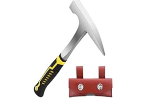 HEAR XSUS 22-ounce All-steel Geological Hammer, Equipped with a Leather Sheath and Shock-absorbent Handle, Suitable for Mining, Geological Exploration, Hunting, and Stone-breaking Tasks