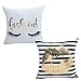 misaya Bronzing Flannelette Home Pillowcase 18x18 Decorative Cushion Cover Eyelashes Letters Lash Out & Black Striped Gold Lips Throw Pillow Covers Set of 2