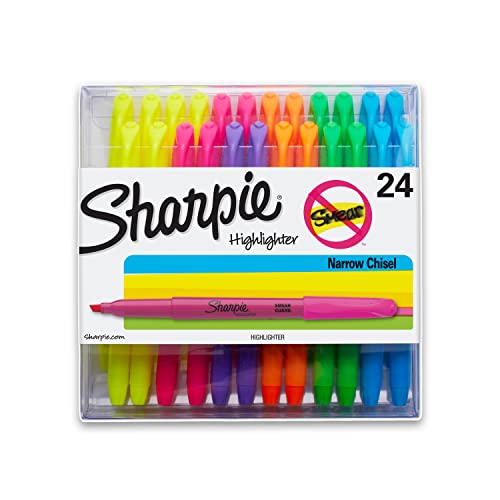 SHARPIE Resaltadores de estilo de bolsillo, punta de cincel, colores surtidos, 24 unidades