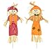 Autumn Harvest Scarecrow Stakes, 28" ~ Pack of 2 (Orange and Burgandy)