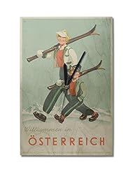 Home: Osterreich (artist: Schmid) Austria c. 1947 - Vintage Advertisement (10x15 Wood Wall Clock, Decor Ready to Hang) - Lantern Press