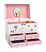 JewelKeeper Birds and Flowers Large Musical Jewelry Storage Box with 4 Pullout Drawers, Girl's Jewel Box, Waltz of the Flowers Tune