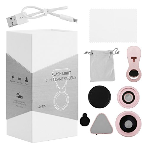Wallfire 3 in 1 Cell Phone Lens with 3 Adjustable Brightness Fill Light,15X Macro 0.4X-0.6X Wide Angle Lens, HD Camera Lens for iPhone 7/7 Plus/6s/6s Plus/6/5, Samsung & Most Smartphones - Thumbnail 6