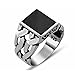 chimoda Sterling Silver Rings for Men - Cuban Link Mens Sterling Silver Ring with Black Onyx Stone, Anillos Para Hombre (9)