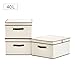 StorageWorks Polyester Canvas Storage Box with Lid, Foldable Closet Organizer, Natural, Jumbo, 3-Pack