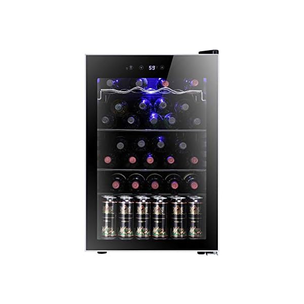Antarctic-Star-36-Bottle-Wine-CoolerCabinet-BeverageRefrigerator-Small-Mini-Red-White-Wine-Cellar-Beer-Soda-Counter-Top-Bar-Fridge-Quiet-Operation-Compressor-Adjust-Temperature-Freestanding-Black