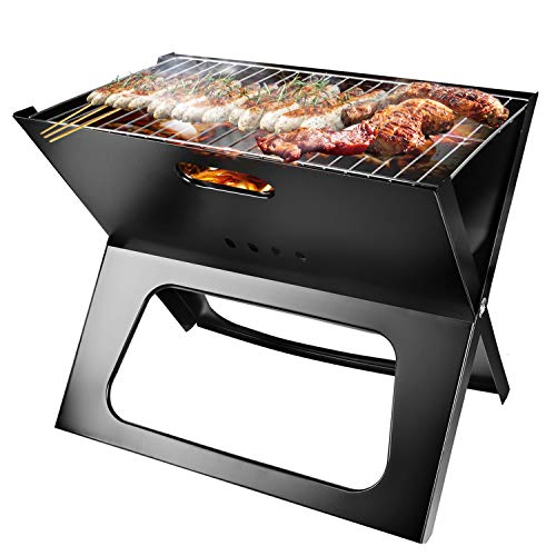 TeqHome Foldable Charcoal Grill, Portable BBQ Barbecue Grill Lightweight Simple Grill for Camping, Garden, Outdoor, Travel