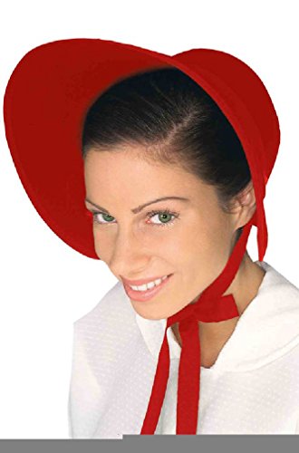 Colonial Pilgrim Amish Felt Bonnet Costume Accessory - Red