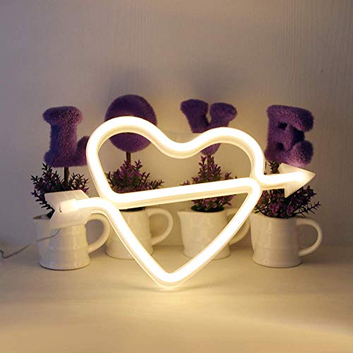 XIYUNTE Cupid Bow Neon Light Sign Led Wall Light Battery or USB Operated White Neon Signs Cupids Bow Light up for Kids Room,Party,Bar,Valentine's Day,Wedding,Christmas