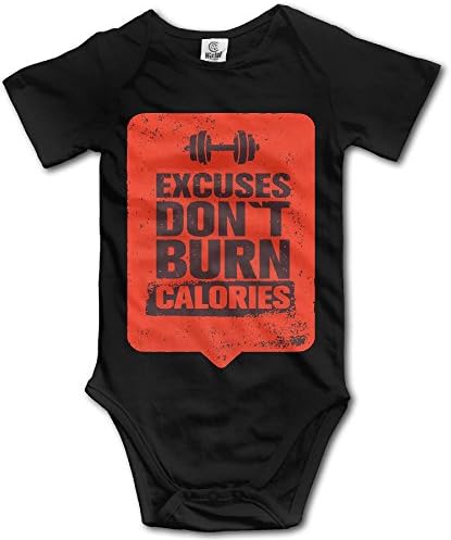 Hatted Cat Excuses Dont Burn Calories Exercise Cute Unisex Short Sleeve Baby Clothes Baby Bodysuit