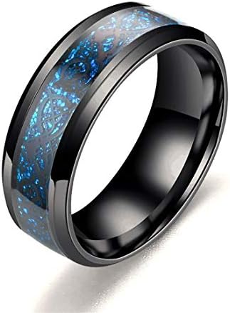 KWUNCCI 8mm Celtic Dragon Pattern Titanium Stainless Steel Wedding Ring for Men Boys(9)