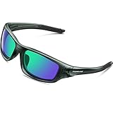 Torege Polarized Sports Sunglasses For Man Women Cycling Running Fishing Golf TR90 Unbreakable Frame TR011 (Transparent Gray&Green lens)