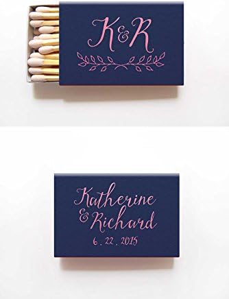 Monogrammed Rustic Matchboxes - Foil Personalized Matches - Jennifer Collection