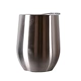 Chige Stainless Steel Wine Tumbler, 9 oz Stemless Wine Glasses with Lid, Vacuum Double-insulated Heat Preservation Cup for Red Wine, Cocktail,Liqueurs and Nonalcoholic Beverages (Stainless color,9 OZ)
