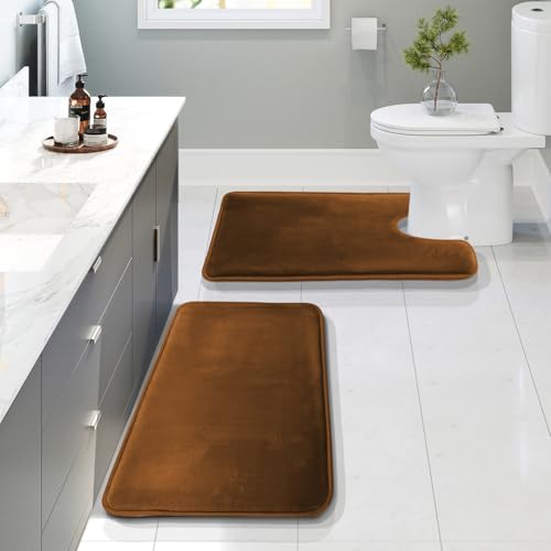 Clara Clark Bathroom Rugs, Velvet Memory Foam Bath Mat, Non-Slip Bath Rugs, Mac…