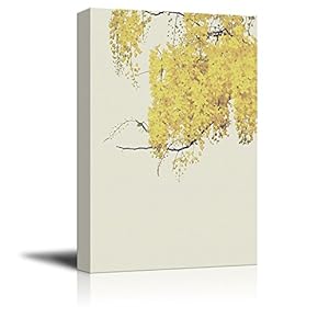Canvas Wall Art - Small Yellow Leaves on Branch - Giclee Print Gallery Wrap Modern Home Art Ready to Hang - 12x18 inches
