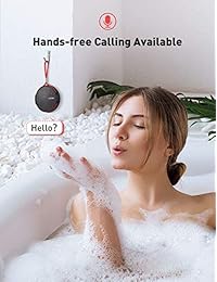 Vtin Q1 Altavoz de ducha con Bluetooth, altavoz impermeable con altavoz de 8 W de sonido HD, altavoz Bluetooth portátil de 10 horas de reproducción con ventosa, micrófono integrado, tarjeta SD, para ducha, piscina, playa, al aire libre