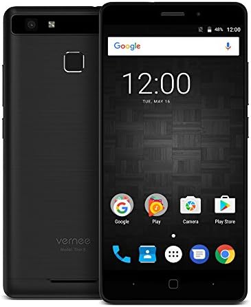 Vernee Thor E, 4G VOS Android 7.0 3GB RAM+16GB ROM MTK6753 64-bit 1.3GHz Octa Core 5.0 Inches On-cell 1280x720P HD display Dual Cameras Fast Charge 5020mAh OTG WiFi Smartphone (Black)
