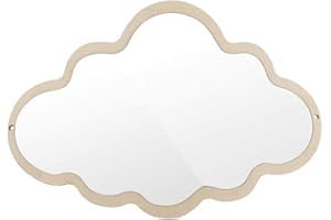 Fenteer Cloud Shape Acrylic Mirror Nordic Nursery Mirror Cute Bathroom Kid Bedroom Decorative Mirror with Wooden Frame - Crow