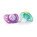 Chicco Flair Orthodontic BPA-Free Pacifier with Reusable Sterilizing Case, 2-pack, Pink/Purple, 12m+