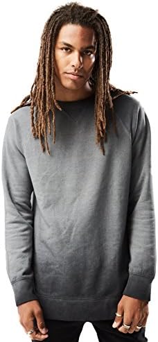 Rebel Canyon Young Men's Long Sleeve Crewneck Spray Wash Raglan Longline Sweatshirt Medium Grey