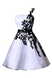Emma Y New One-shoulder Organza Short Homecoming Dress Mini Gowns -US Size 20W White