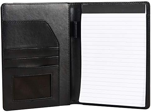 Document Organizer Padfolio Resume Portfolio Folder Clipboard Pad Holder Letter Size A5 with Writing Notepad Business Card Holder for School Office Interview (Black)