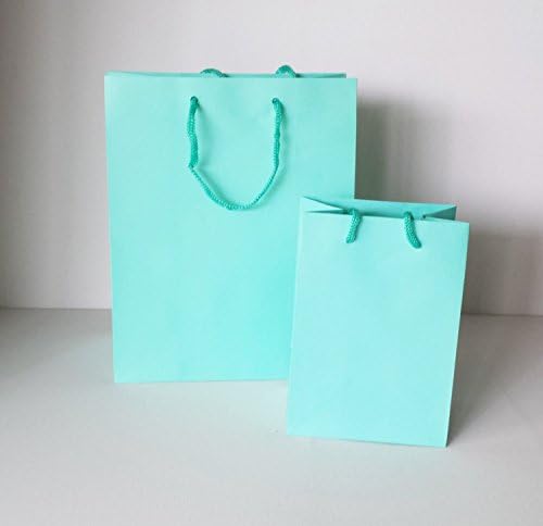 10 Novel Box® Aqua Matte Laminated Euro Tote Paper Gift Bag Bundle , Fancy Robin's Egg Blue