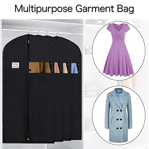 Syeeiex Long Gowns Cover 60" Garment Covers for Travel Clothes Bags with Clear Window for Gowns Unseasonal Garments Storage Organizer 8Pcs