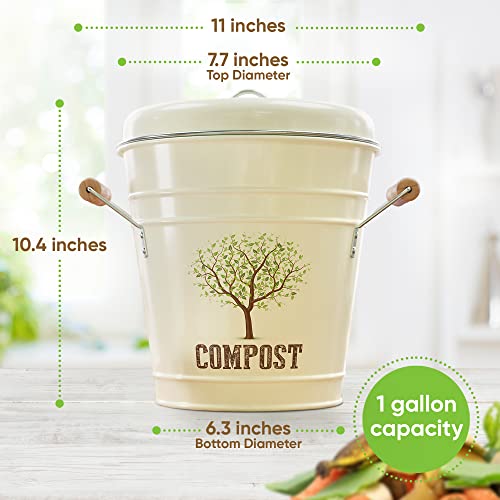 Third Rock Compost Bin Kitchen 1.0 Gallon Countertop Compost Bin with